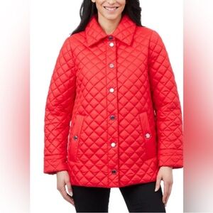 Anne Klein Red‎ Medium Packable Down feather Puffer lightweight Button Jacket